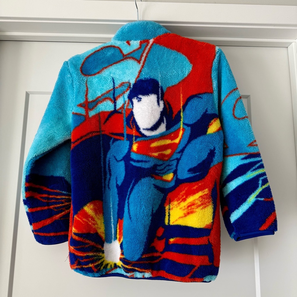 NWT-Boys Superman Sherpa Quarter Zip w/ Pockets Sz L (10/12) Cozy Warm - Picture 2 of 11